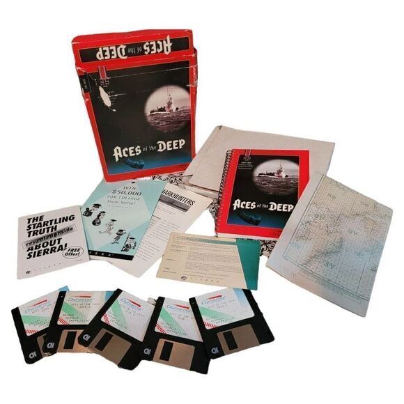 Vintage ACES of the DEEP PC Game 3.5" Disks MS-DOS 5.0 Dynamix Big Box - Picture 1 of 6